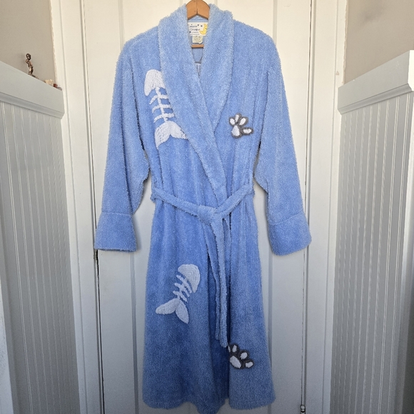 Vintage Canyon Group Rare Cat & Fishbone Robe Crazy Cat Lady 90s Cozycore Size M - Picture 4 of 15